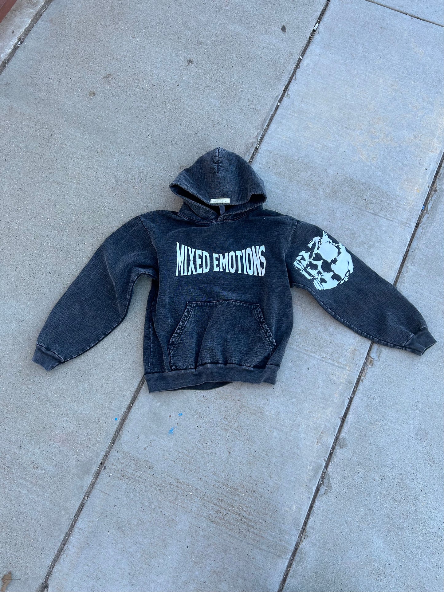 Mixed Emotions stone wash hoodie